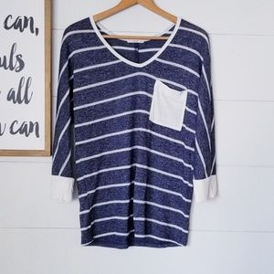 Le Lis Striped Flowy Top w/ front pocket